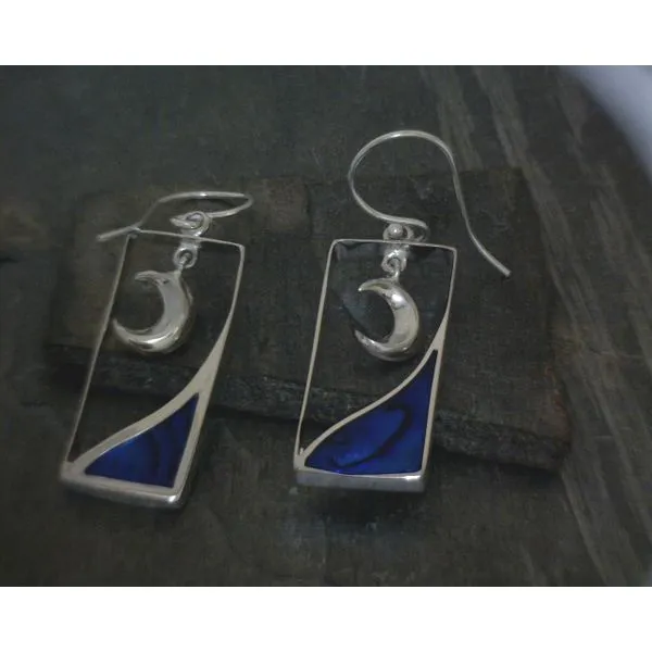 SS Moon In Rectangle W/ Abalone Earrings Vulcan's Forge LLC KANSAS CITY, MO