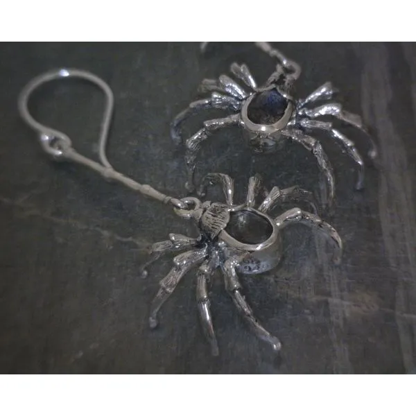 SS Dangling Spider With Labradorite Earrings Vulcan's Forge LLC Kansas City, MO