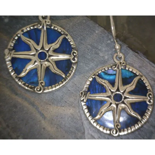 SS Sun Compass With Abalone Drop Earrings Vulcan's Forge LLC KANSAS CITY, MO