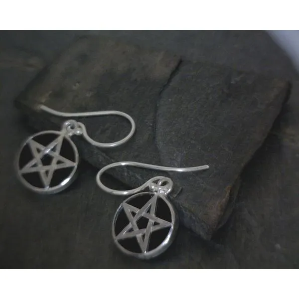 SS Pentacle with Lava Stone  Drop Earrings Vulcan's Forge LLC KANSAS CITY, MO