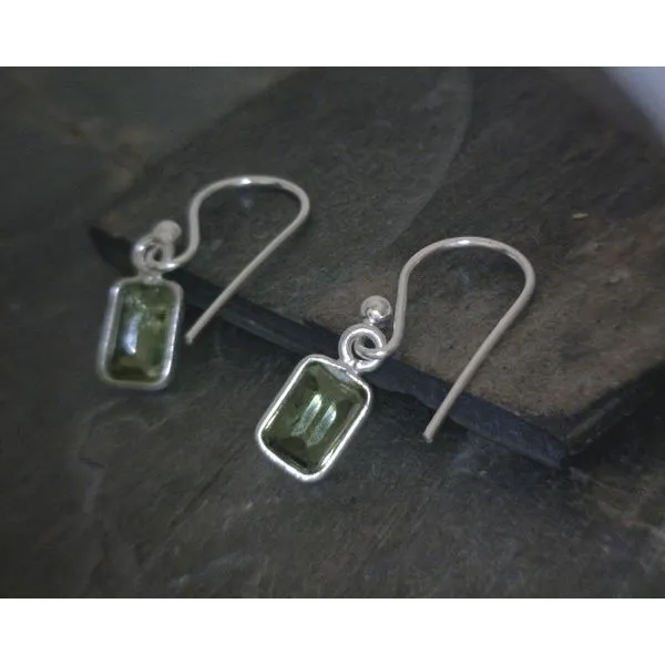 SS Rectangle Faceted Peridot Drop Earrings Vulcan's Forge LLC KANSAS CITY, MO