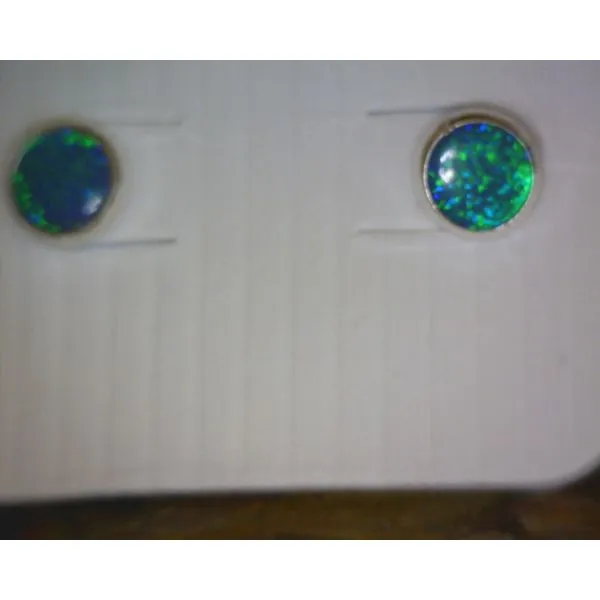 Sterling 7mm Round Green Opal Stud Vulcan's Forge LLC KANSAS CITY, MO
