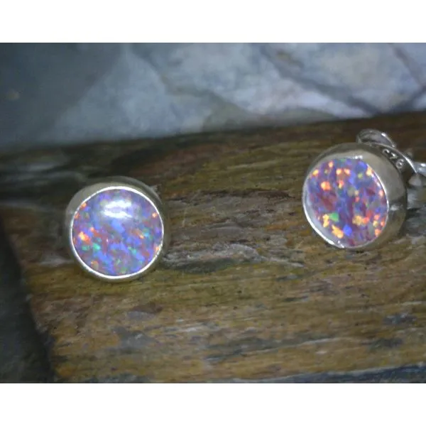 Sterling 6mm Round Fire Opal Stud Vulcan's Forge LLC KANSAS CITY, MO