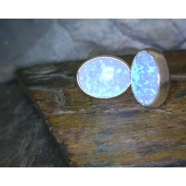 Sterling Oval Fire Opal Stud Earrings Vulcan's Forge LLC KANSAS CITY, MO