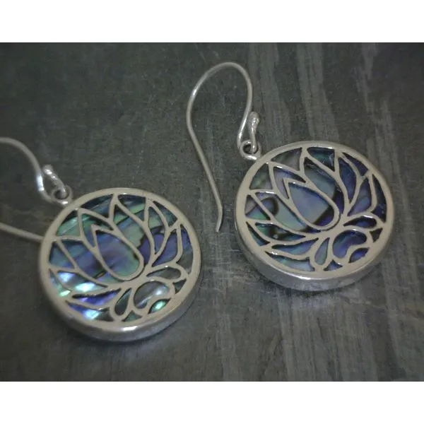 SS Abalone Lotus Flower Drop Earrings Vulcan's Forge LLC KANSAS CITY, MO
