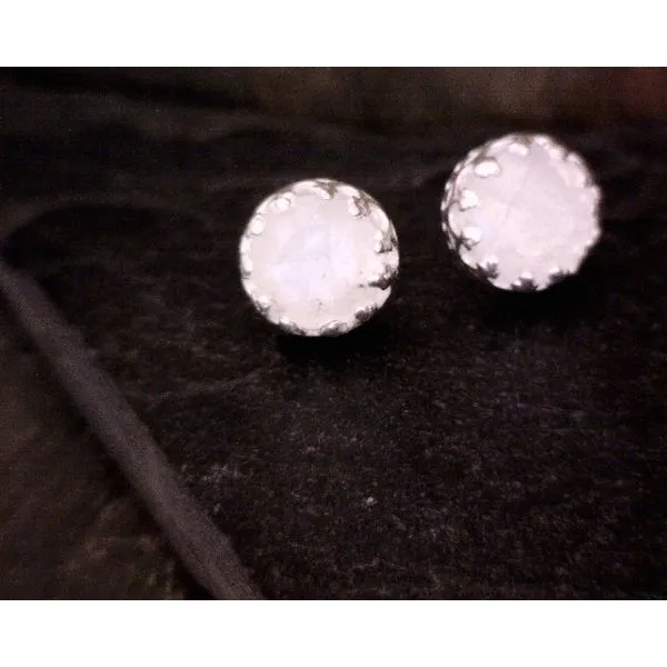Sterling Moonstone Crown Bezel Stud Vulcan's Forge LLC KANSAS CITY, MO