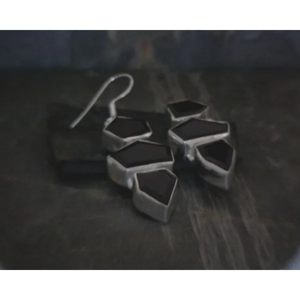 SS Garnet 3 Stone Bezel Set Earrings Vulcan's Forge LLC KANSAS CITY, MO