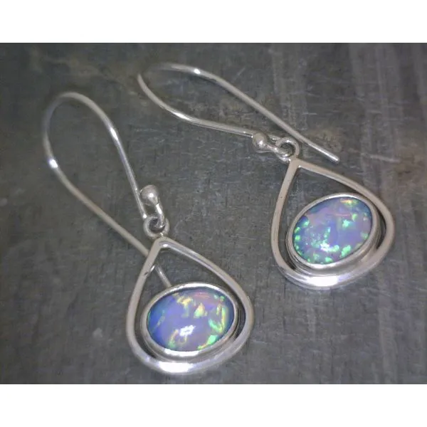 SS Cabochon Blue Opal Drop Earring Vulcan's Forge LLC KANSAS CITY, MO