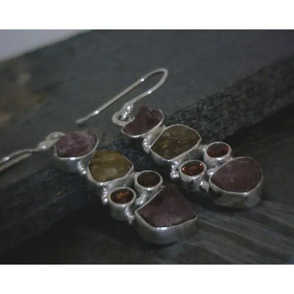 SS Multi Stone Garnet/Citrine Earrings Vulcan's Forge LLC KANSAS CITY, MO