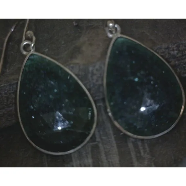 SS Pear Faceted Emerald Earrings Vulcan's Forge LLC KANSAS CITY, MO