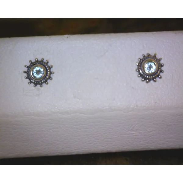SS Blue Crystal Bali Stud Earrings Vulcan's Forge LLC KANSAS CITY, MO
