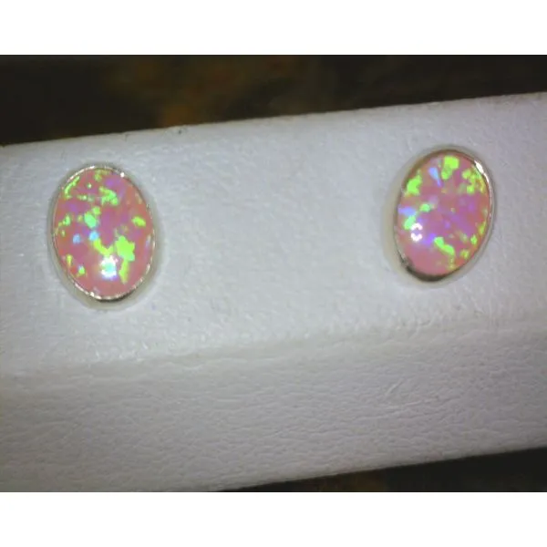 SS Oval Lt Blu Cr Opal Stud Earrings 6x8mm Vulcan's Forge LLC KANSAS CITY, MO
