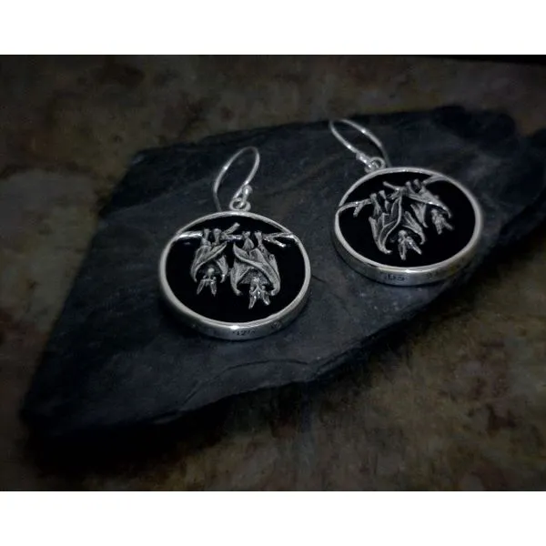 SS Onyx Bat Drop Earrings Vulcan's Forge LLC KANSAS CITY, MO