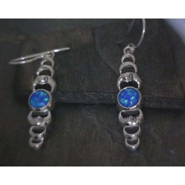 SS Cab Lab Blue Opal  Moon Phase Earrings Vulcan's Forge LLC Kansas City, MO