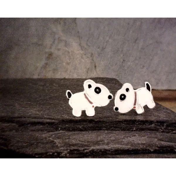 Sterling White Enamel Dog Studs Vulcan's Forge LLC KANSAS CITY, MO