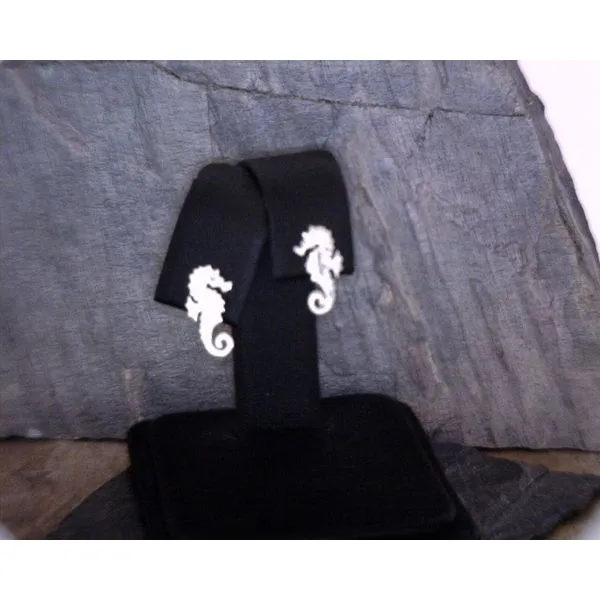 Sterling Silver Seahorse Stud Earrings Vulcan's Forge LLC Kansas City, MO