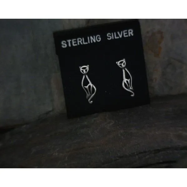 Sterling Silver Cat Earrings Vulcan's Forge LLC KANSAS CITY, MO