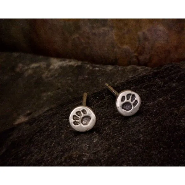Sterling Paw Print Studs Vulcan's Forge LLC KANSAS CITY, MO