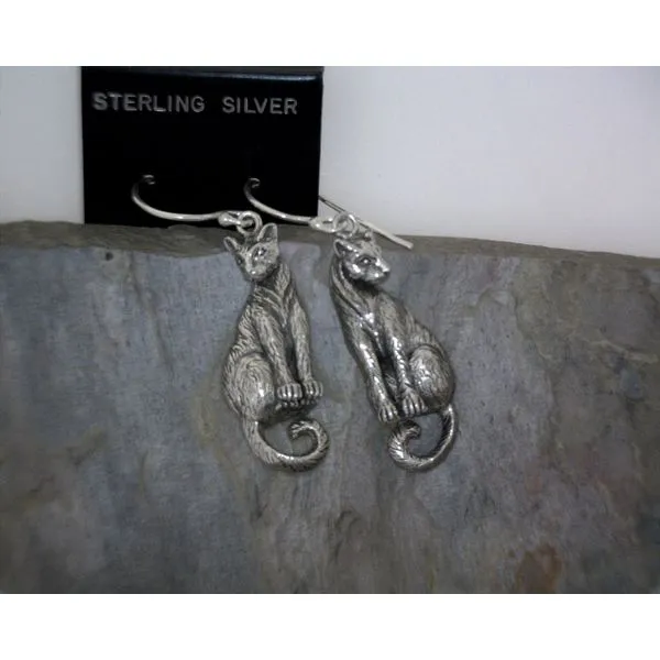 Sterling Silver Cat Earrings Vulcan's Forge LLC KANSAS CITY, MO