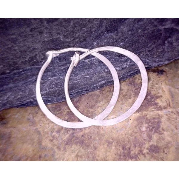 Sterling Flat Hammered Hoops Vulcan's Forge LLC KANSAS CITY, MO