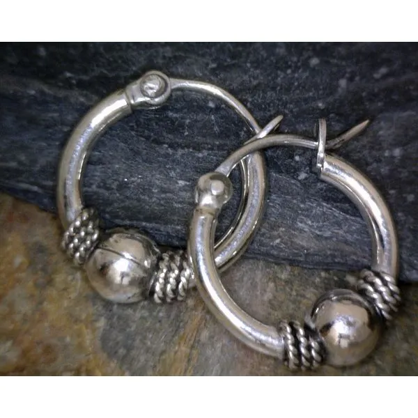 Sterling Silver Silver Bali Hoop w/Bead Vulcan's Forge LLC Kansas City, MO