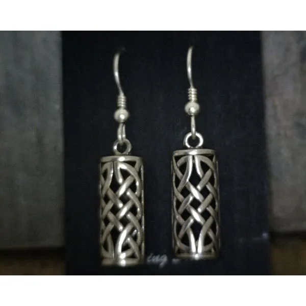 Sterling Silver Cylindrical Cut Out Dangle Earrings Vulcan's Forge LLC KANSAS CITY, MO