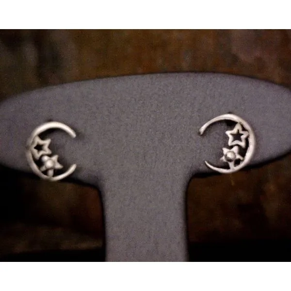Sterling Silver Crescent Moon with Stars Vulcan's Forge LLC Kansas City, MO