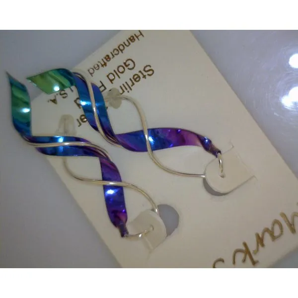 silver with niobium spiral thread through earrings Vulcan's Forge LLC Kansas City, MO