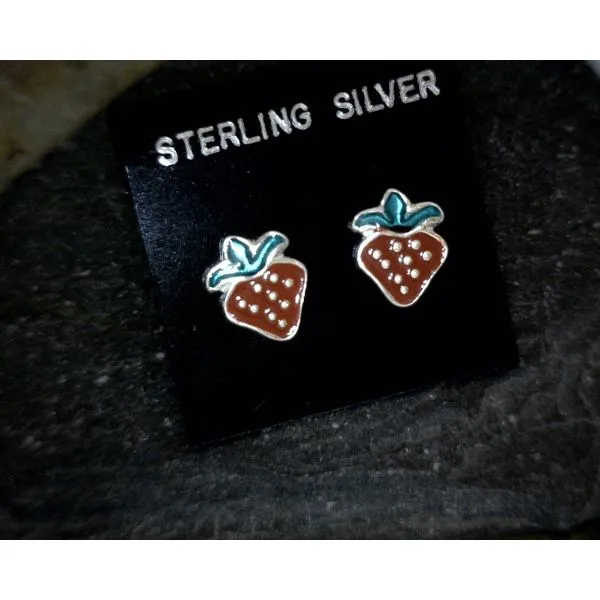 Sterling Strawberry Stud Earrings Vulcan's Forge LLC Kansas City, MO