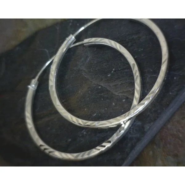 Sterling Silver Medium Hoops With Carved Detail Vulcan's Forge LLC Kansas City, MO