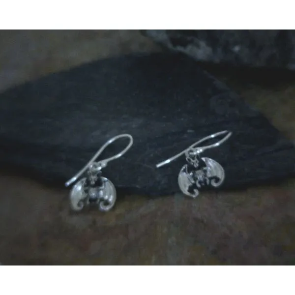 Sterling Bats with Wings Drop Earrings Vulcan's Forge LLC Kansas City, MO