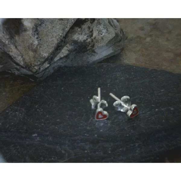 Sterling Petite Heart Stud Red Vulcan's Forge LLC Kansas City, MO