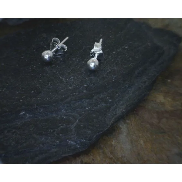 Sterling 4 mm Ball Stud Earrings Vulcan's Forge LLC Kansas City, MO