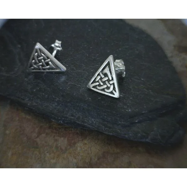 Sterling Celtic Knotwork Triangle Stud Earrings Vulcan's Forge LLC Kansas City, MO