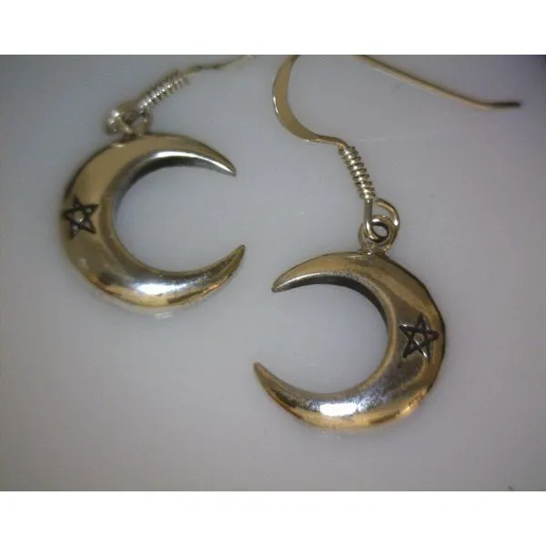 SS Crescent Moon Earring w/ Pentagram Vulcan's Forge LLC Kansas City, MO