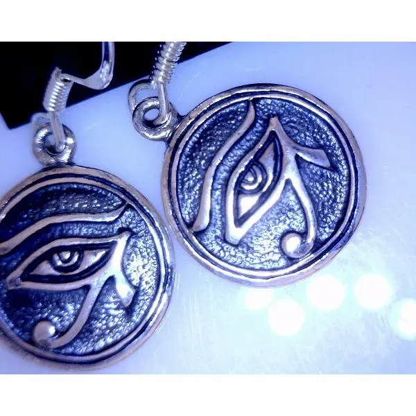 Silver Eye of Horus Dangle Earrings Vulcan's Forge LLC Kansas City, MO