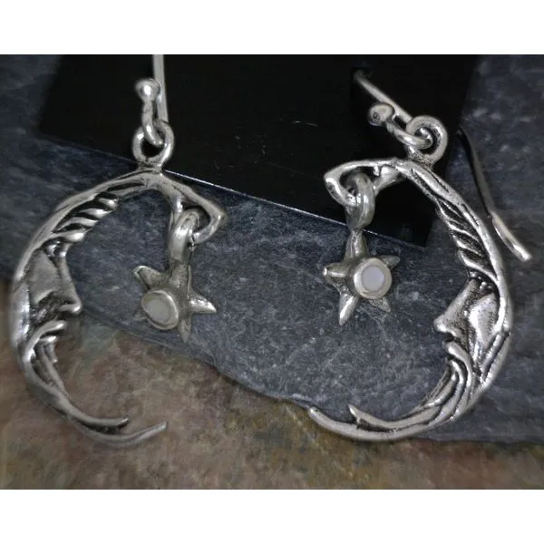 Sterling Moon with Star Earrings Vulcan's Forge LLC KANSAS CITY, MO