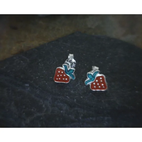 Sterling Strawberry Stud Earrings Vulcan's Forge LLC KANSAS CITY, MO