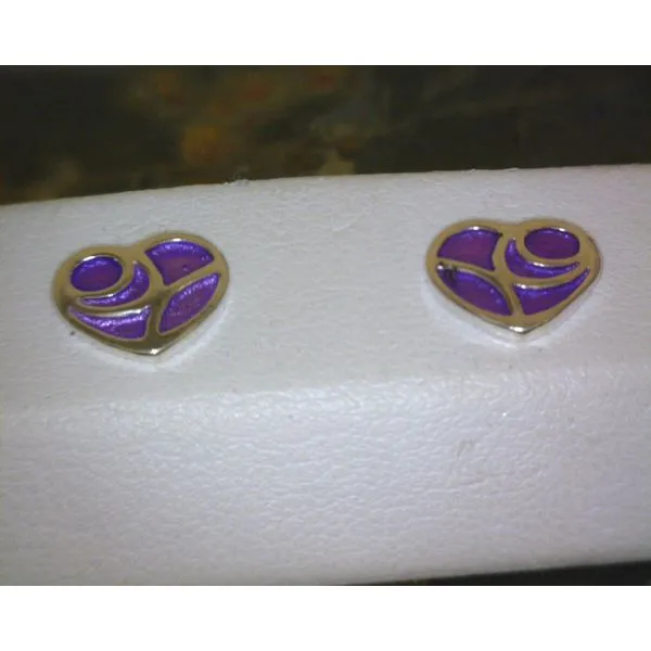 SS Enamel Purple Heart Stud Earrings Vulcan's Forge LLC KANSAS CITY, MO