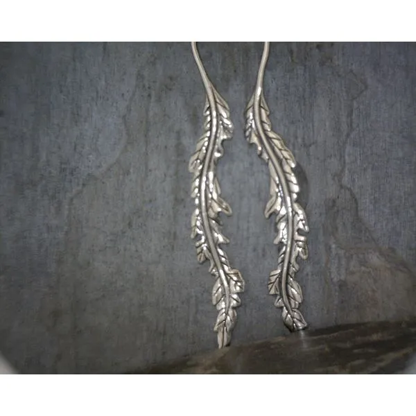Sterling WIllow Leaf Drop Earrings Vulcan's Forge LLC KANSAS CITY, MO