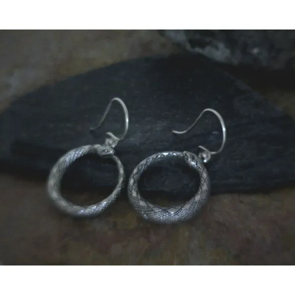 Sterling Ouroboros Medium Drop Earrings Vulcan's Forge LLC KANSAS CITY, MO