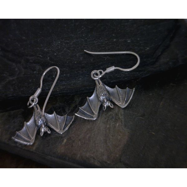 Sterling Hanging Bats Drop Earrings Vulcan's Forge LLC KANSAS CITY, MO