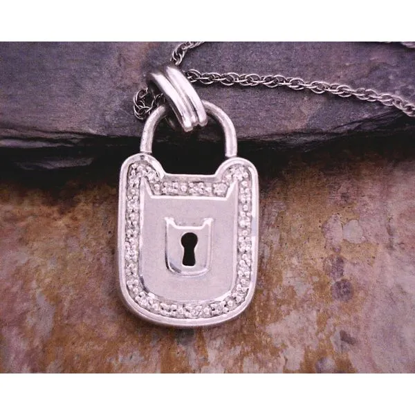 Sterling Diamond Lock Pendant Vulcan's Forge LLC KANSAS CITY, MO