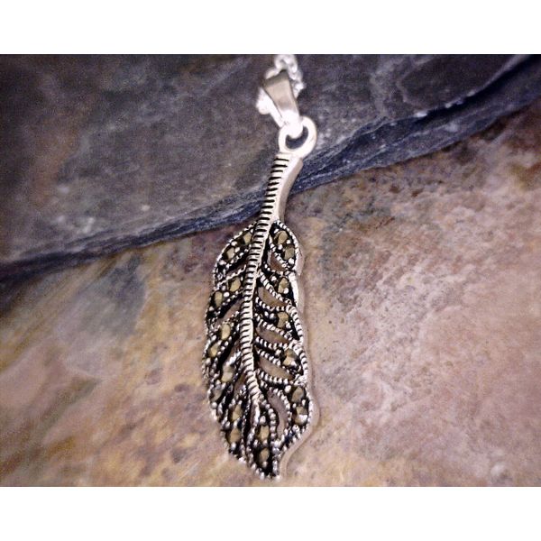 Sterling Leaf with Marcasite Necklace 18