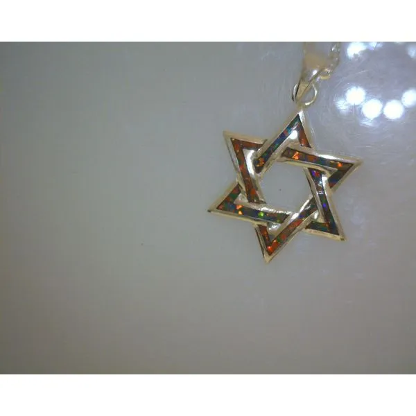 Fire Opal Star of David Necklace Vulcan's Forge LLC Kansas City, MO