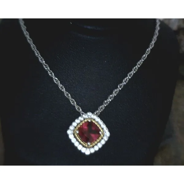 Sterling White Sapphire and Ruby Necklace 18
