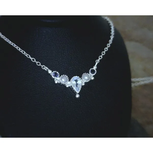 Sterling Iolite and Pearl Necklace 18