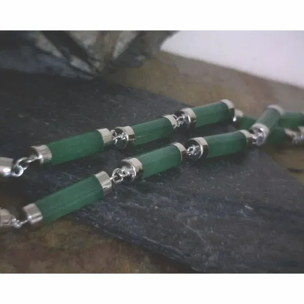 Sterling Sectioned Jade Necklace 16