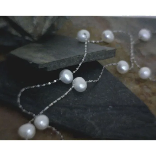 Sterling Spaced Out Pearl Necklace Vulcan's Forge LLC Kansas City, MO