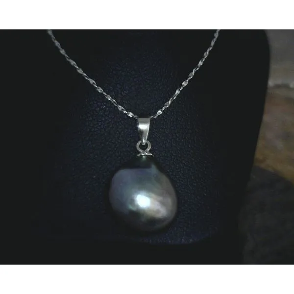 Sterling Black Pearl Drop Necklace Vulcan's Forge LLC KANSAS CITY, MO
